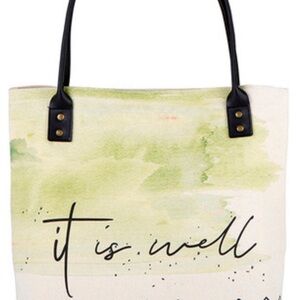 Gifts Of faith Canvas “It Is Well” Tote Purse Book Bag Amylee Weeks
